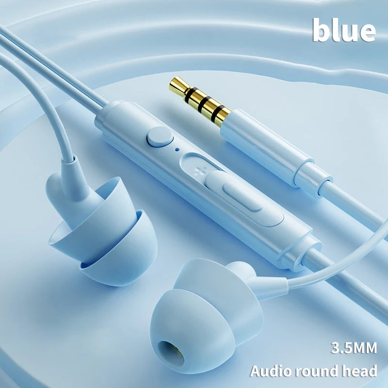 In-ear Silicone Sleep Earphones For Sleeping Side Sleeping Earphones Computer And Mobile Phone Noise Reduction Wired Earphones Oasis Select Blue-3.5mm