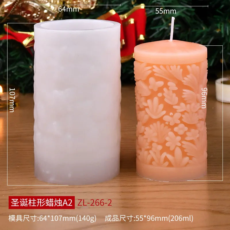Christmas cylinder aromatherapy candle silicone mold DIY handmade Christmas gift diffuser stone mold Oasis Select A2 ZL-266-2