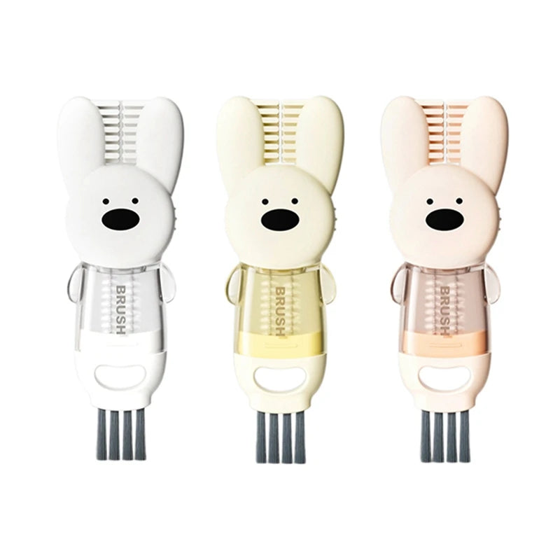 WISH 3Pcs 3-In-1 Lid Brush Multi-Functional Cleaning Brush Bottle Nipple Rim Fluted Cup Brush Oasis Select