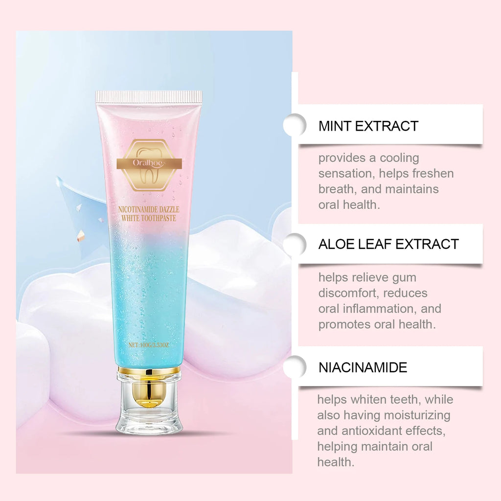 Niacinamide Whitening Toothpaste Reduce Plaque Fresh Bad Breath Stains RemovingHygiene Clean Dazzling Brighten Oral Teeth Care Oasis Select