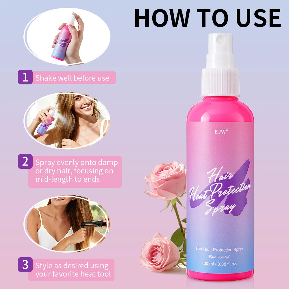 EJW Heat Protection Spray – Frizz Control, Protects to 250°F Heat Protectant Spray Oasis Select