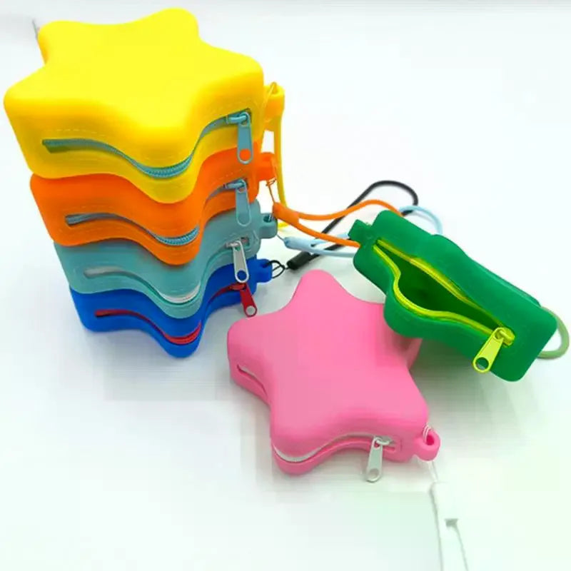 Creative Silicone Coin Purse Portable Zipper Cosmetic Bag Starfish Shape Earphone Bag Women Girls Multifunction Storage Bag Oasis Select