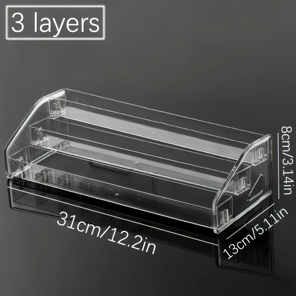 Transparent Ladder Display Rack, Hand Account Tape and Sticker Storage Rack, Cosmetics, Perfume, Nail Polish Storage Box Oasis Select Transparent-3 layers