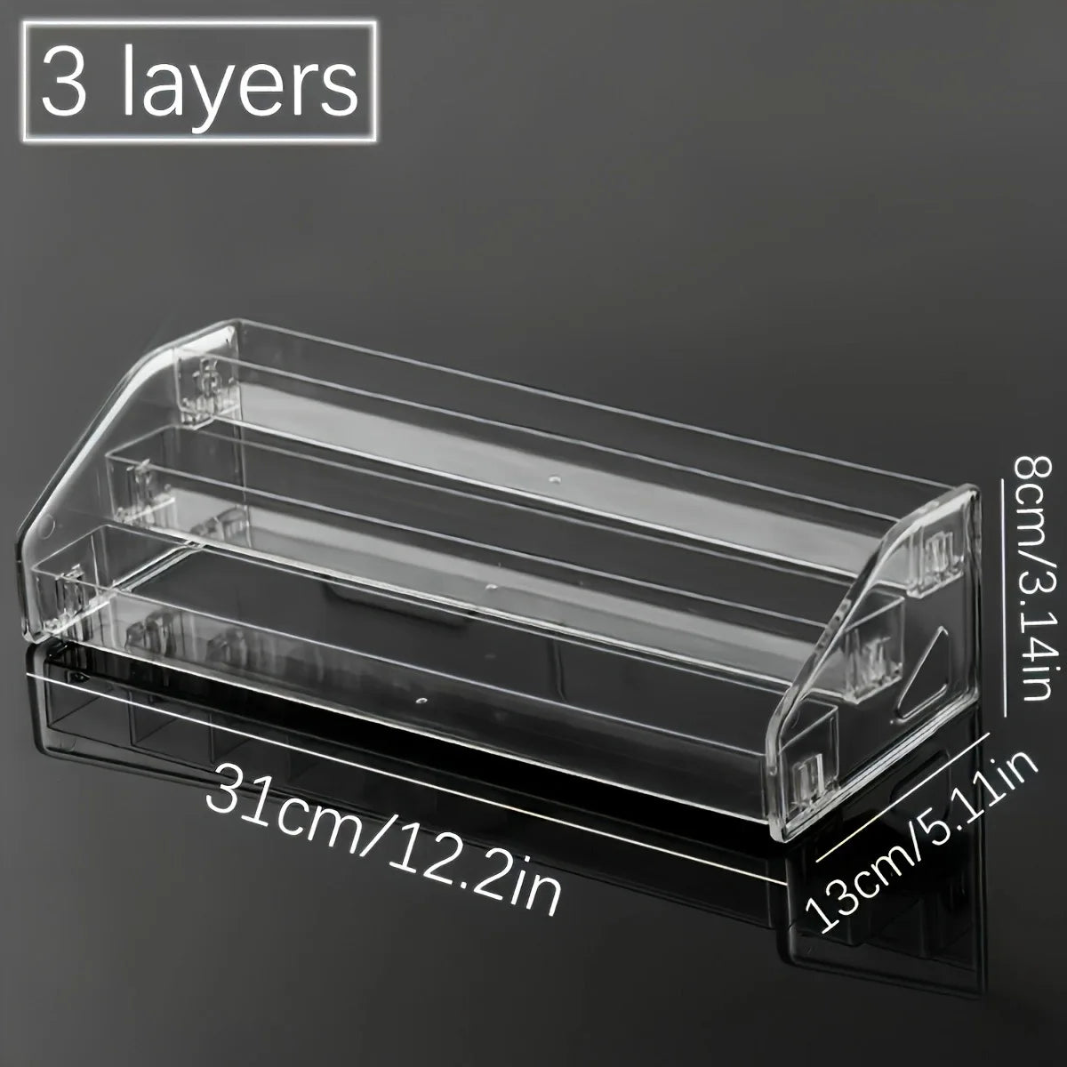 Transparent Ladder Display Rack, Hand Account Tape and Sticker Storage Rack, Cosmetics, Perfume, Nail Polish Storage Box Oasis Select Transparent-3 layers