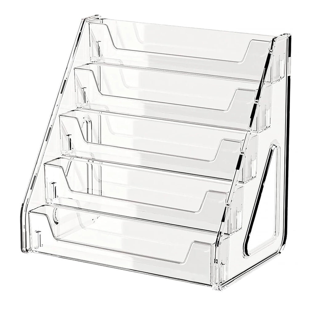 5-Tier Clear Acrylic Card Display Stand Desktop Holder for Graded Sports Cards Football Baseball Basketball Postcards Stickers Oasis Select Transparent