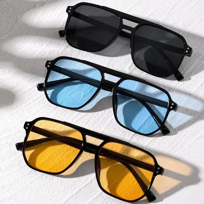 Vintage Men Women Big Sunglasses Men Square Shades Unisex Sun Glasses Black Lense Male Female Sunglasses UV400 Glasses Oasis Select