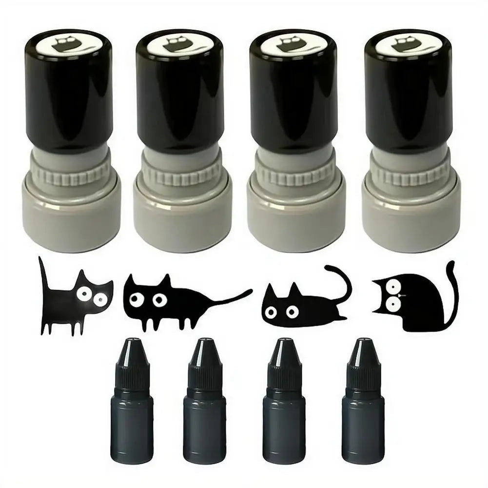 Cute Cartoon black Cat Stamp 4 Styles Cat Stamp DIY Scrapbooking Decoration For Journals, Scrapbook, Cards & Teacher Rewards Oasis Select