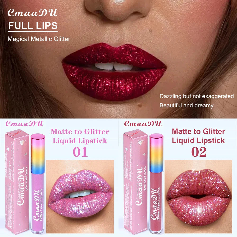 Pearlescent Shimmer Lip Gloss Lipstick Glitter Plumping Waterproof High Shine Lightweight Coral Metallic Y2K Daily Party Makeup Oasis Select