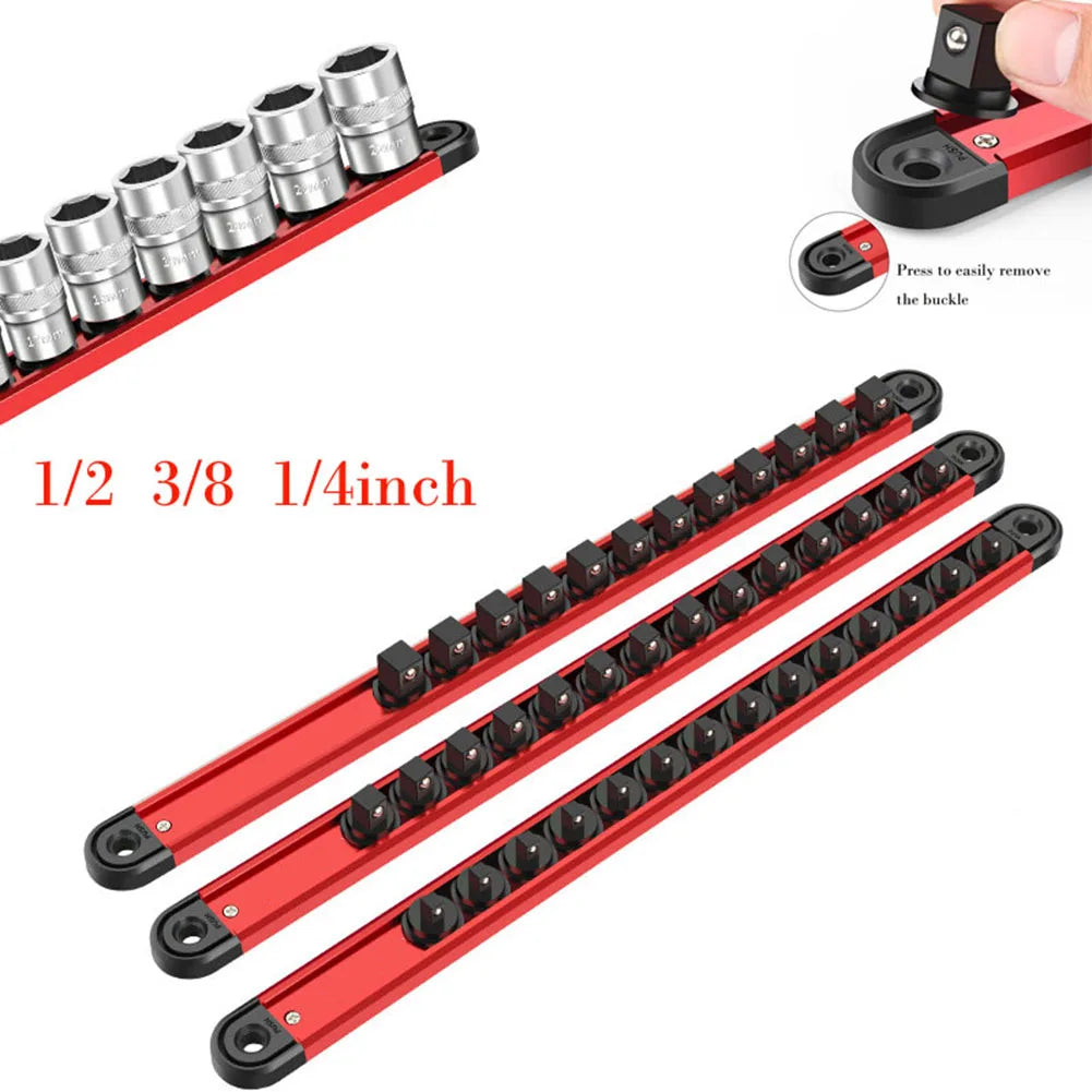 360° Swivel Magnetic Socket Organizer – 1/4, 3/8 & 1/2 Inch Socket Rail Organizer Oasis Select