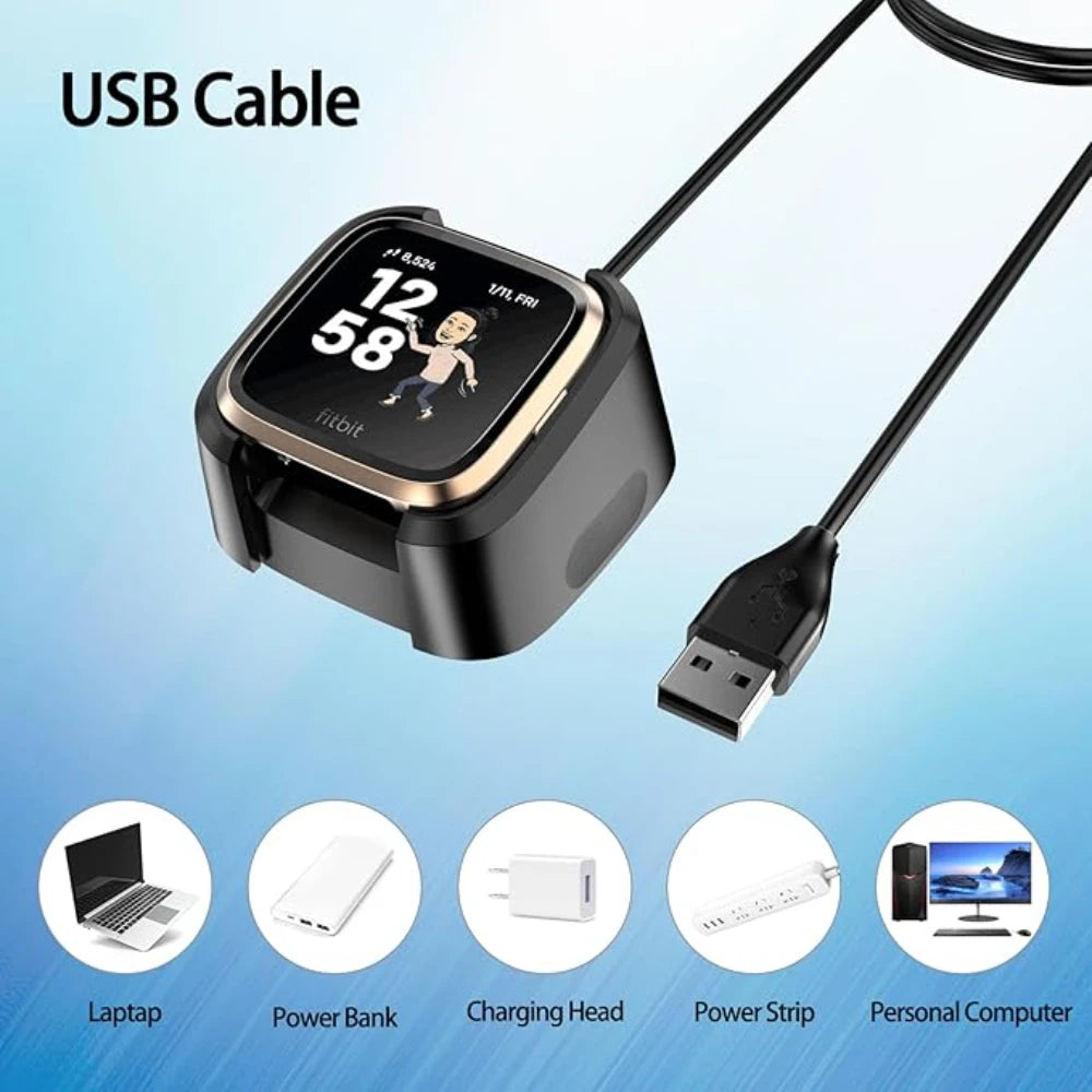 Fitbit Versa 1 Replacement USB Charger Cable – 1M Dock Smartwatch Charger Cable Oasis Select