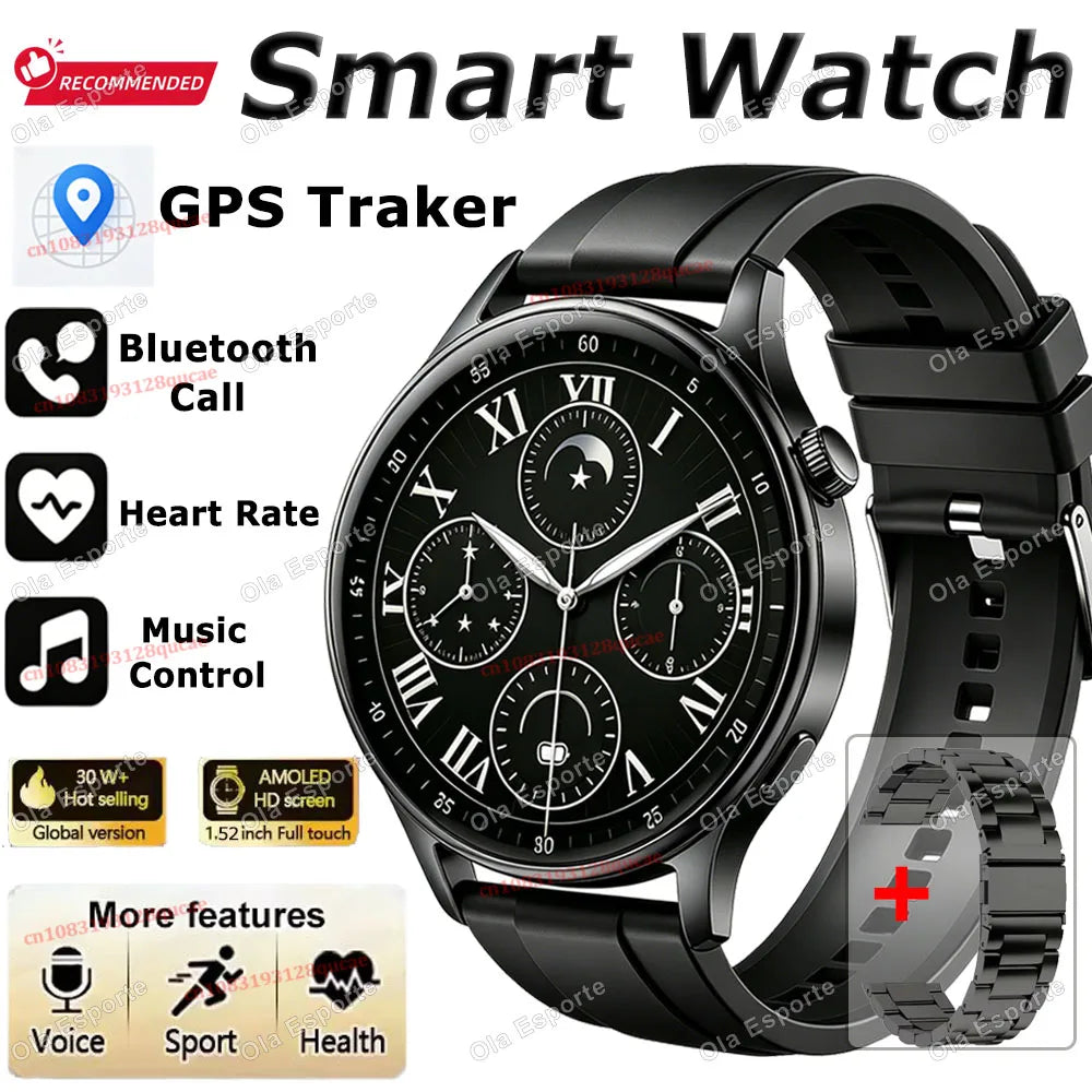 Men's GPS Smartwatch 1.52" AMOLED BT Calls NFC IP68 Waterproof