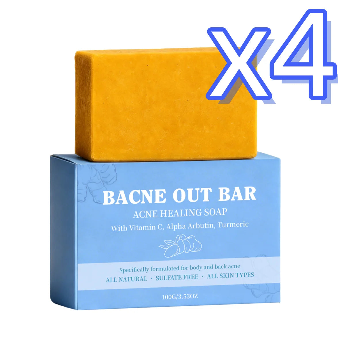 Exfoliating Body Cleansing Soap Eliminate Back Pimples Fade Acne Marks Deep Clean Dirt Oil Control Turmeric Exfoliate Soap Bar Oasis Select 100g Boxed x 4pcs