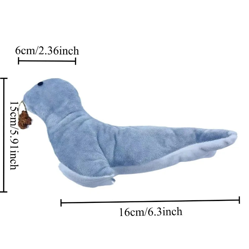 1Pcs Pet Supplies Plush Catnip Bionic Seal Cat Teaser Toy Gnawing Gall Fruit Grinding Teeth Cleaning Safety Material Oasis Select 1pc