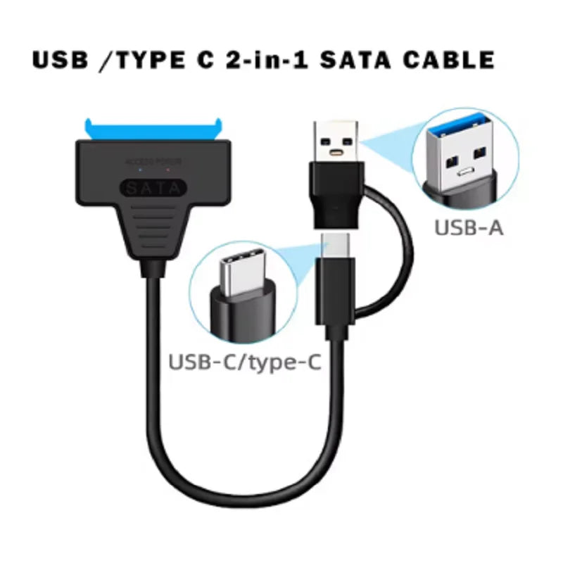 SATA to USB 3.0 Type-C Adapter Cable Up To 6 Gbps High Speed Support 2.5 Inch External HDD SSD Hard Drive 22 Pin Sata III Cable Oasis Select Type-c USB3.0