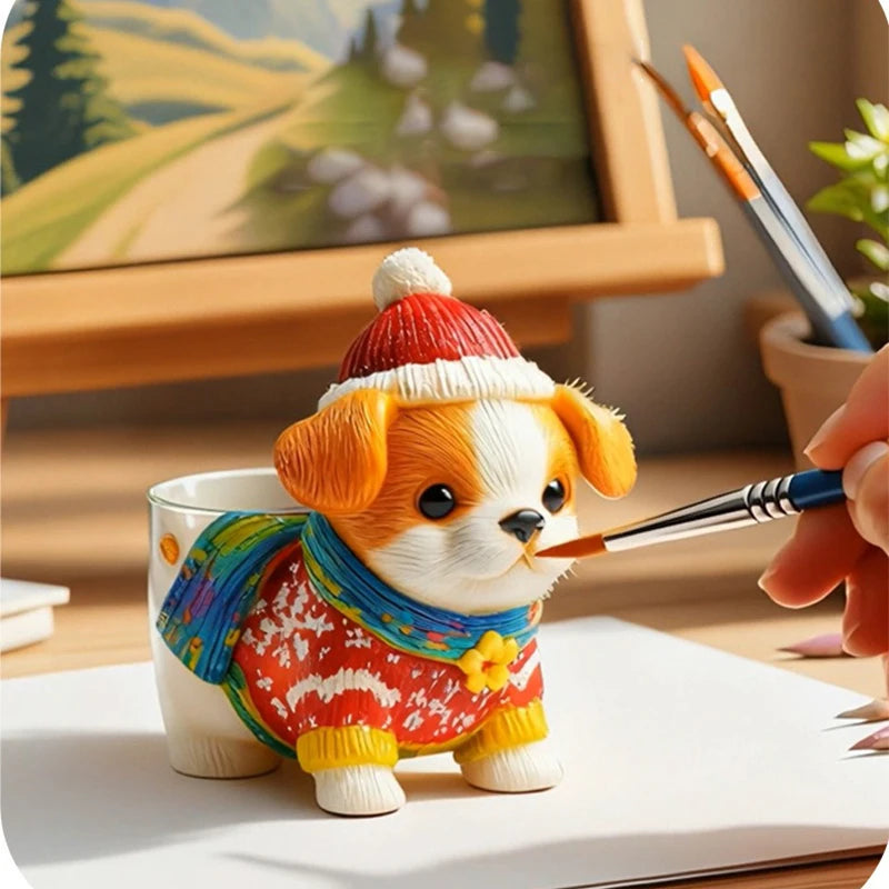 DIY Dog Flower Pot Dropping Mold Aromatherapy Candle Cup Vase Storage Silicone Mold Cement Gypsum Cup Mold Oasis Select