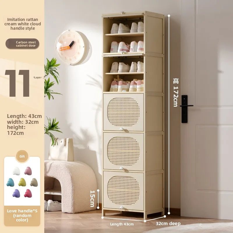 Multi-layer locker at the entrance of the home, large-capacity storage cabinet, dust-proof shoe rack, small narrow bamboo. Oasis Select 11-43