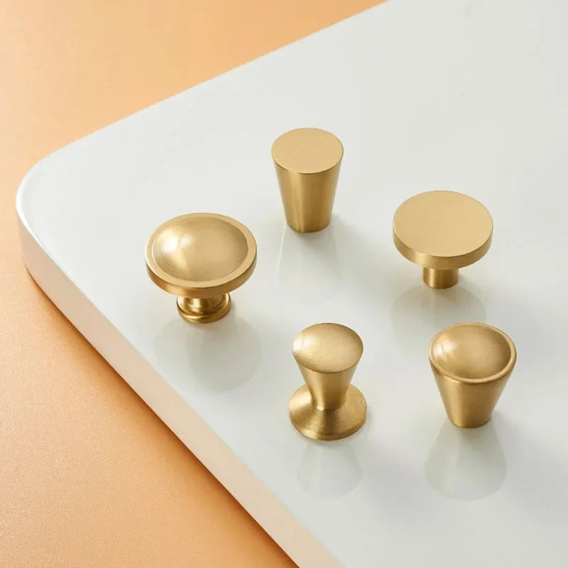 Modern Simple Solid Brass Cabinet Knobs Furniture Wardrobe Handle Kitchen Copper Pulls Doorknob Oasis Select