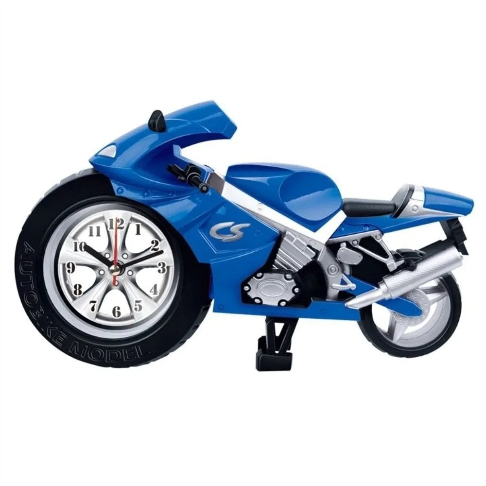 Cartoon Motorcycle Alarm Clock – Silent, Drop-Proof Desk Ornament
