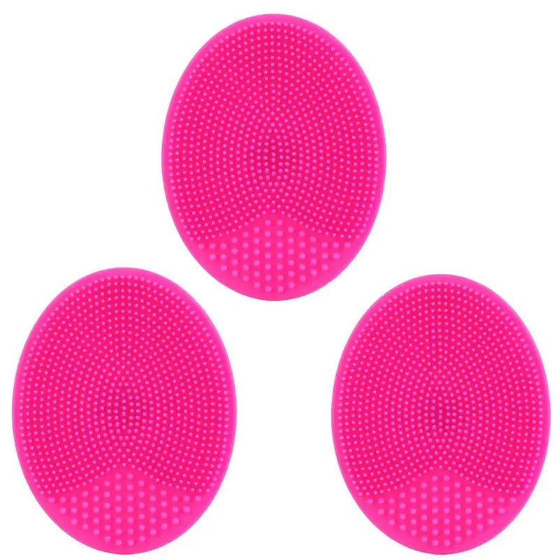 1/3pc Silicone Face Cleansing Brush Facial Deep Pore Skin Care Scrub Cleanser Tool New Mini Beauty Soft Deep Cleaning Exfoliator Oasis Select 3pcs Rose Red