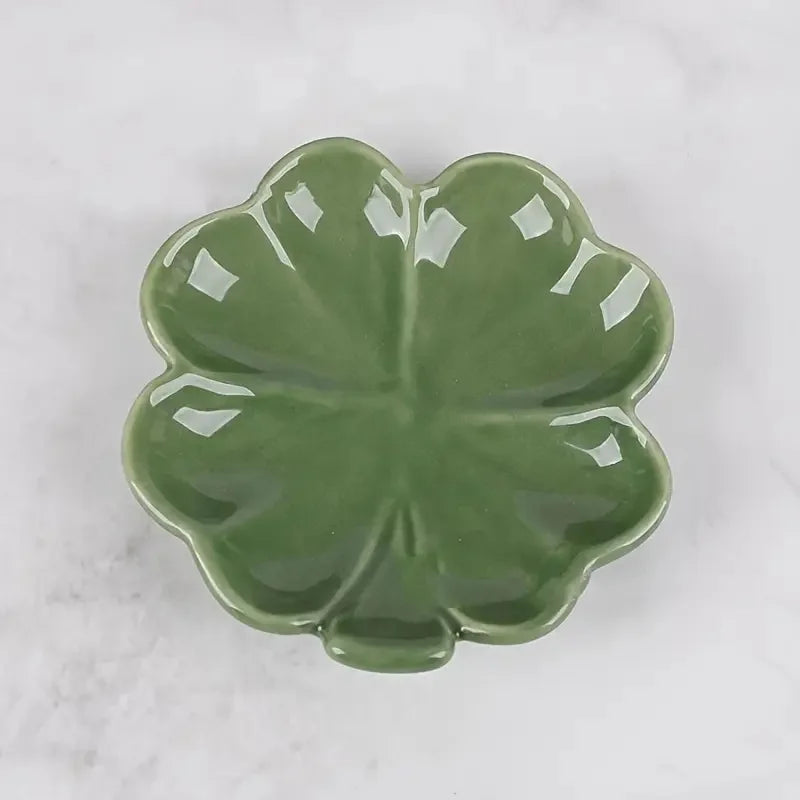 Ceramic Jewelry Tray Tabletop for Cosmetics and Accessories Nordic Style Clover Leaf Storage Box for Wedding Birthday Gifts Oasis Select