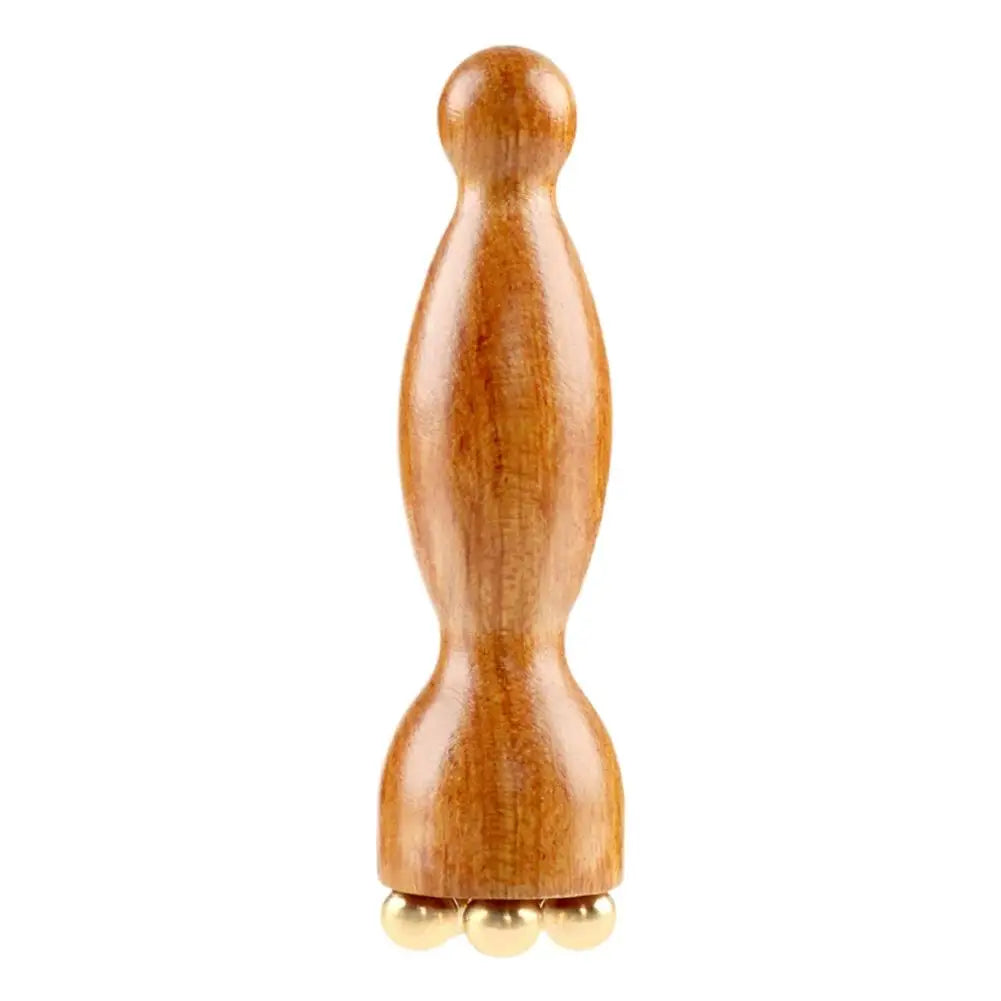 Facial Massager, Lotus Seedpod Beauty Brass Bead & Rosewood Facial Gua Sha Tool Eye Relaxation Meridians Point Acupoint Massage Oasis Select 1pc
