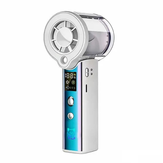 100 Speeds Adjustable Handheld Spray Fan LED Display Rechargeable 3000mAh Quiet Mist Cooling Fan for Travel Outdoor Daily Use Oasis Select White