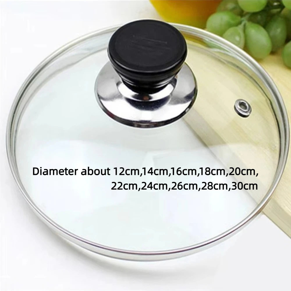 Durable Universal Pot Cover Tempered Glass Visible Pot Lid Knob Stainless Steel Frying Pan Cover Kitchen Accessories Oasis Select