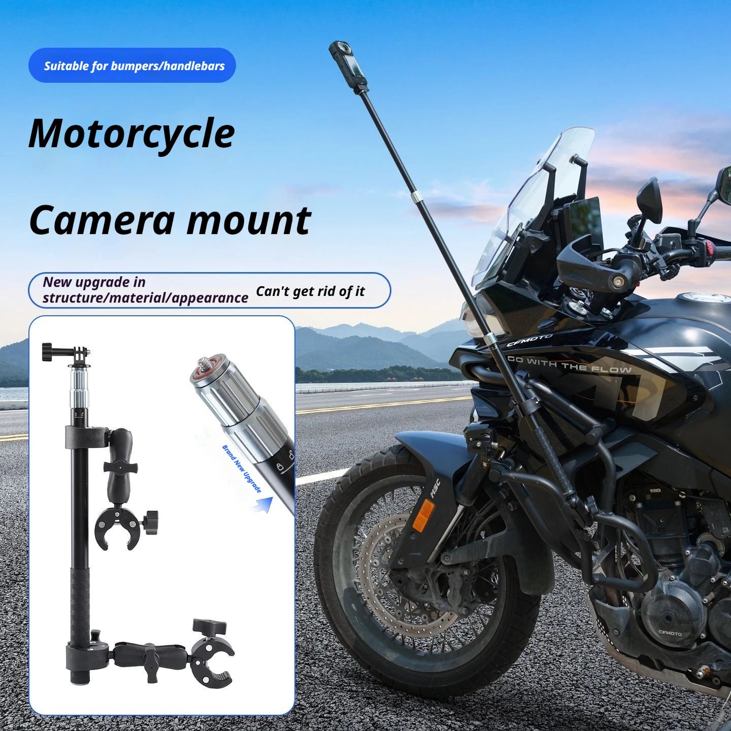43" Motorcycle Selfie Stick for Insta360 X5/X4 & DJI Osmo