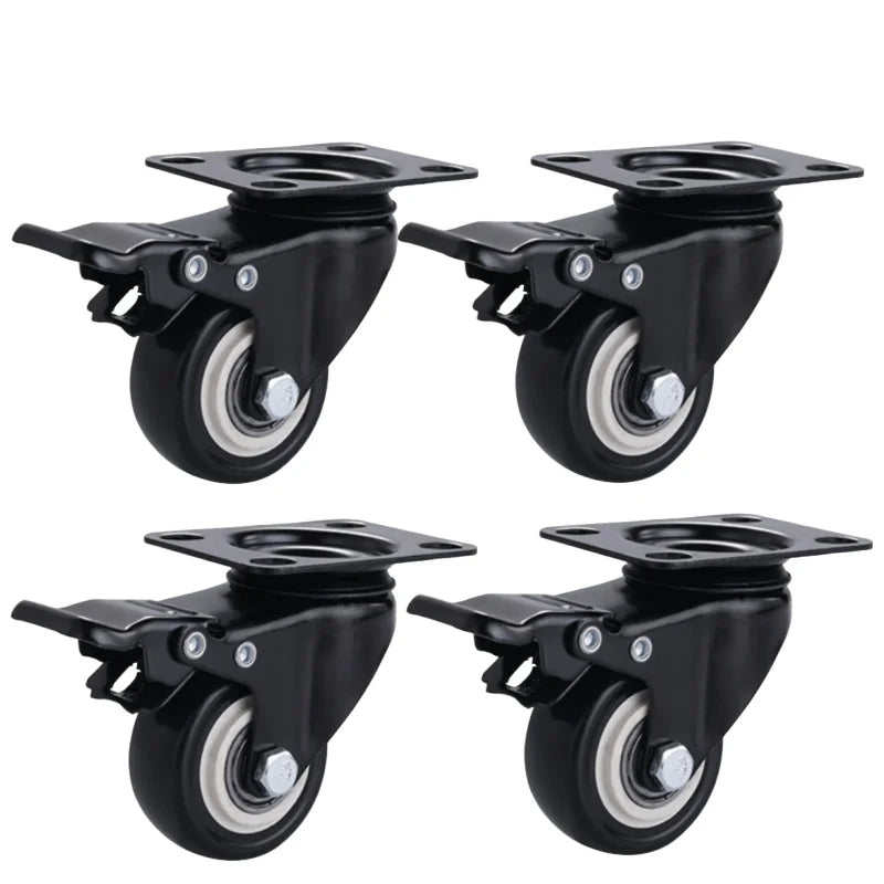 4pcs 1.5 Inches 2inch Heavy Duty 180kg Black Swivel Castor Wheels Trolley Furniture Caster Rubber Flat Brake Gold Drill Caster Oasis Select 4 Pcs-Brake 1.5 Inch