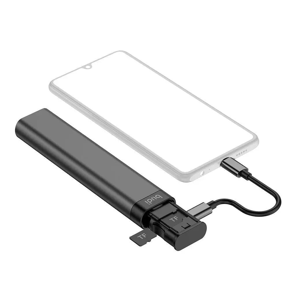 BUDI 7-in-1 USB Hub, Card Reader & Multi-Cable Adapter Stick