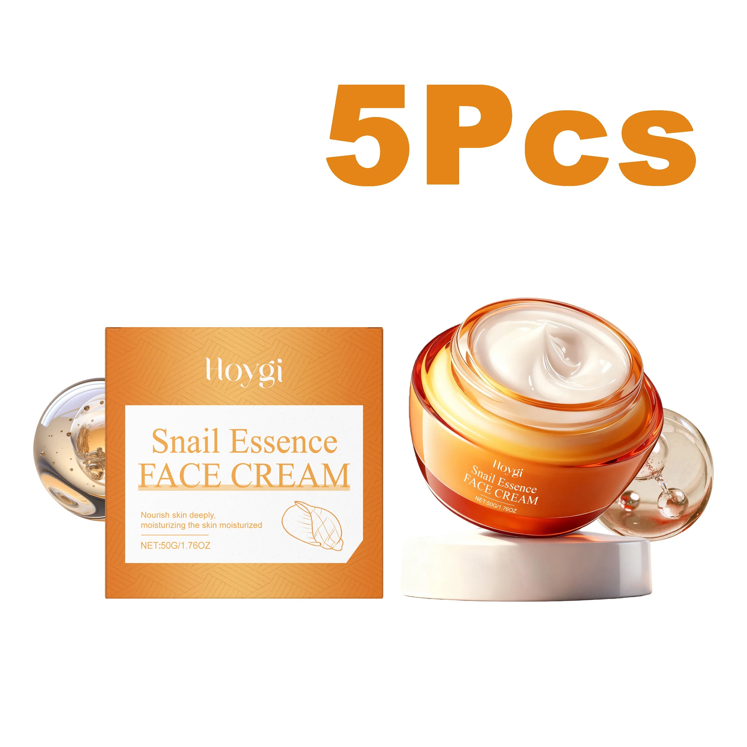 Hoygi Snail Essence Face Cream – Anti-Wrinkle & Brightening Snail Essence Cream Oasis Select 5 x 50g Boxed