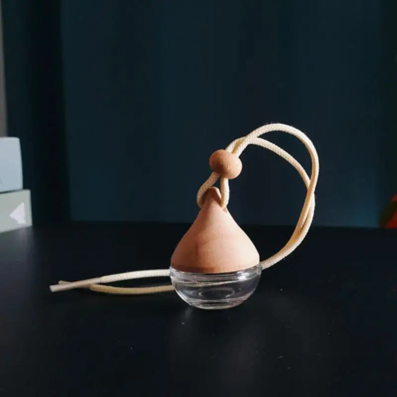 2Pcs Empty Glass Essential Oil Vial With Wooden Cap Car Hanging Perfume Diffuser Bottle For Auto Rearview Mirror Decoration Oasis Select