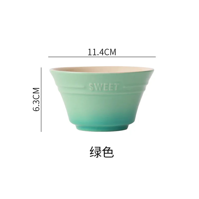 300ML Rainbow Gradient Color Dishes Rice Bowl Tableware Japanese Ramen Bowls Kitchen Dessert Salad Steamed Egg Bowl Tableware Oasis Select Green