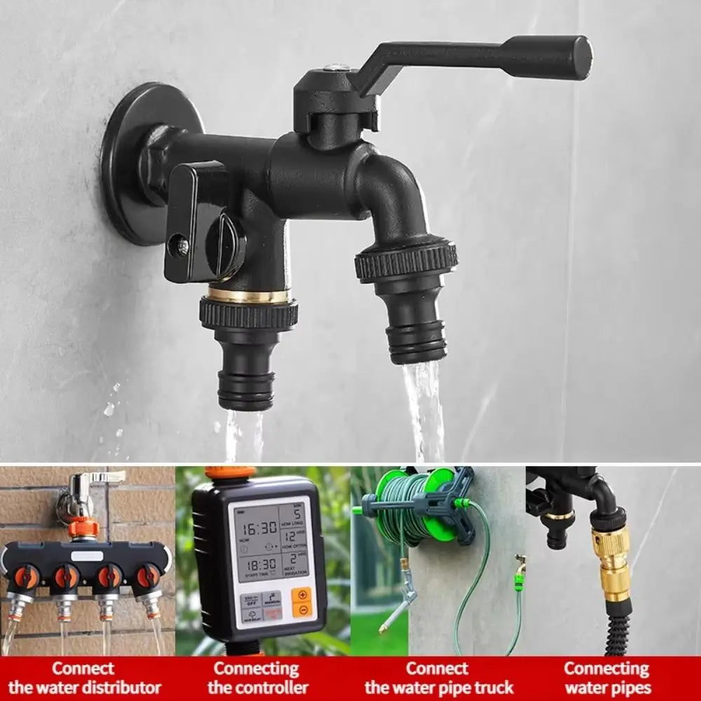 Black Brass Anti-Freeze Bibcock Faucet – Dual Outlet 1/2" Bibcock Faucet Oasis Select