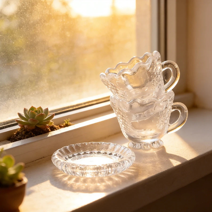2/4/6 Sets Clear Miniature Coffee Cup Set – For Dollhouse, Micro Landscapes & Fairy Garden Tea Party Tabletop Displays Oasis Select