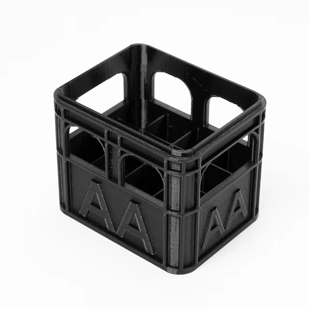 3D Printed Beer Crate Style AA/AAA Battery Storage Boxes Stackable Battery Organizer Home Office Desktop Decor Storage Tool Gift Oasis Select AA black