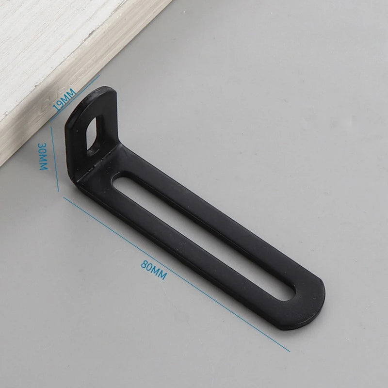 Adjustable Corner Code Long Hole Double Head 90 Degree Right Angle Fastener Connector L-shaped Bracket Angle Iron Oasis Select black