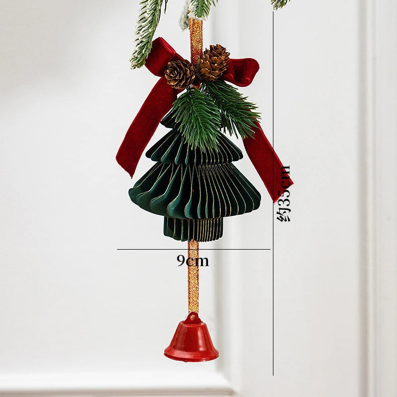 Christmas Honeycomb Bell Ornament – Paper & Velvet Hanging Decor