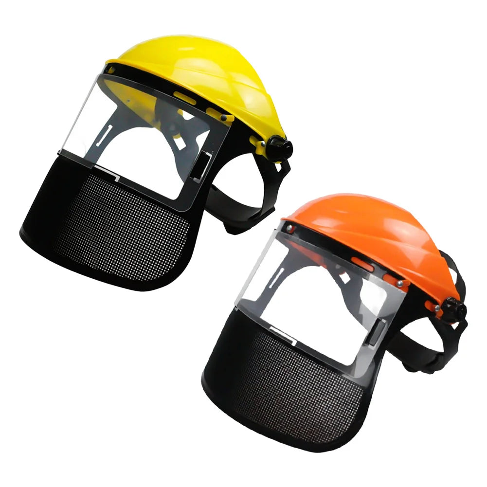 Head Mounted Lawn Mower Protective Mask Safety Helmet Hat With Full-Face Mesh Mask For Logging Brush Cutter Forestry Protection Oasis Select