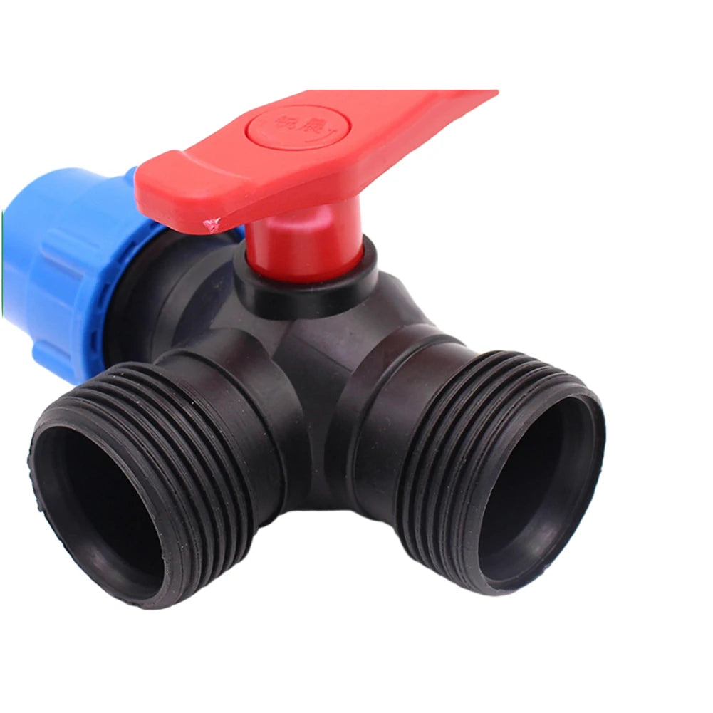 PE 3-Way Ball Valve 20–50mm | Quick-Connect Irrigation Fitting