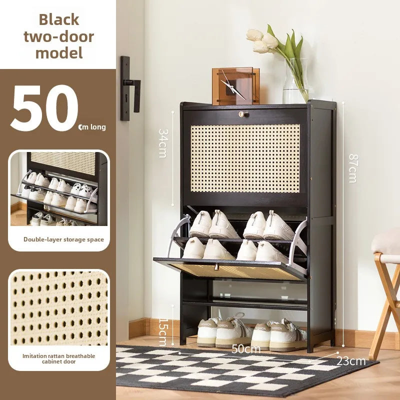 Household shoe cabinet door economical simple modern storage cabinet narrow large capacity tipping bucket small shoe rack Oasis Select Double 2-50