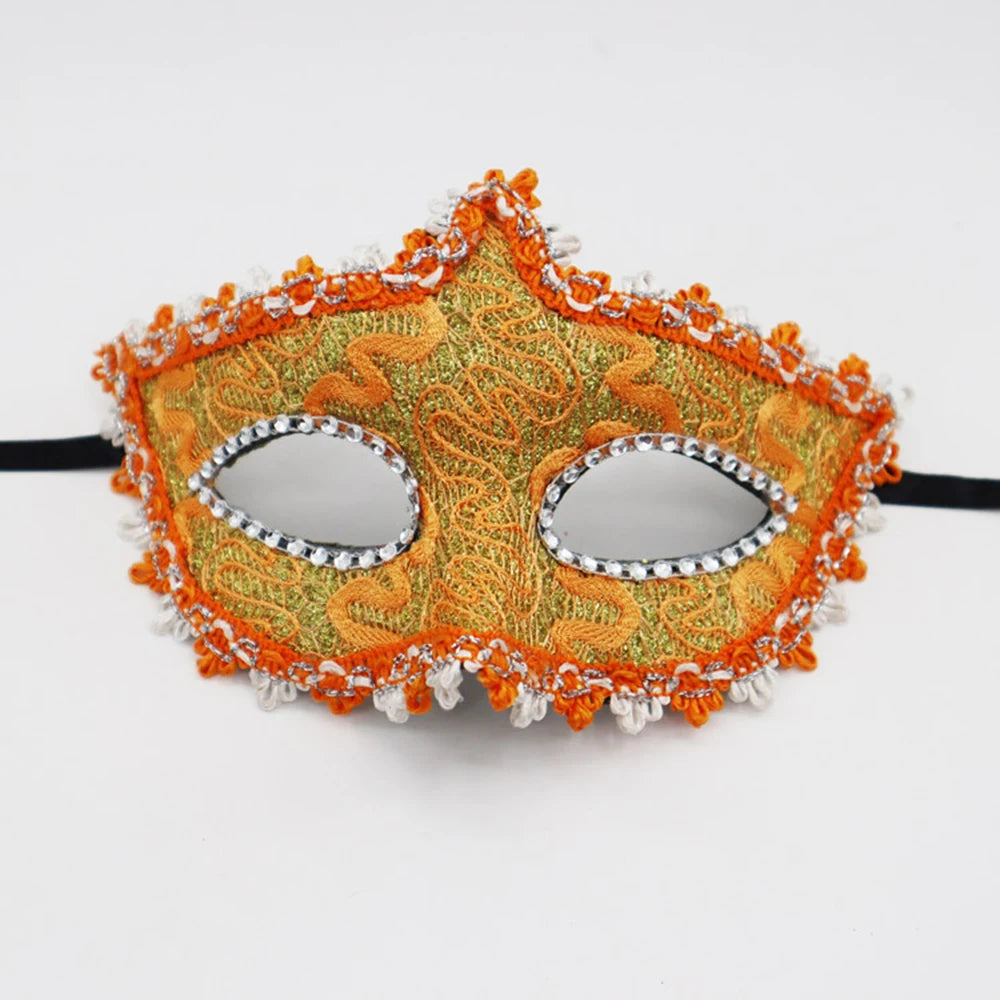 Adult Half-Face Mask Retro Half Face Masks Venetian Party Beauty Princess Mask Prop Halloween Christmas Masquerade Ball Decor Oasis Select Orange