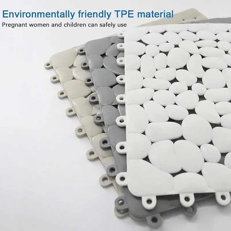 1-10PC 30X30cm Bathroom Pebble Non Slip Mat Waterproof Splicing Shower Pad for Toilet Room Floor Drop Resistant Foot Cushion Mat Oasis Select