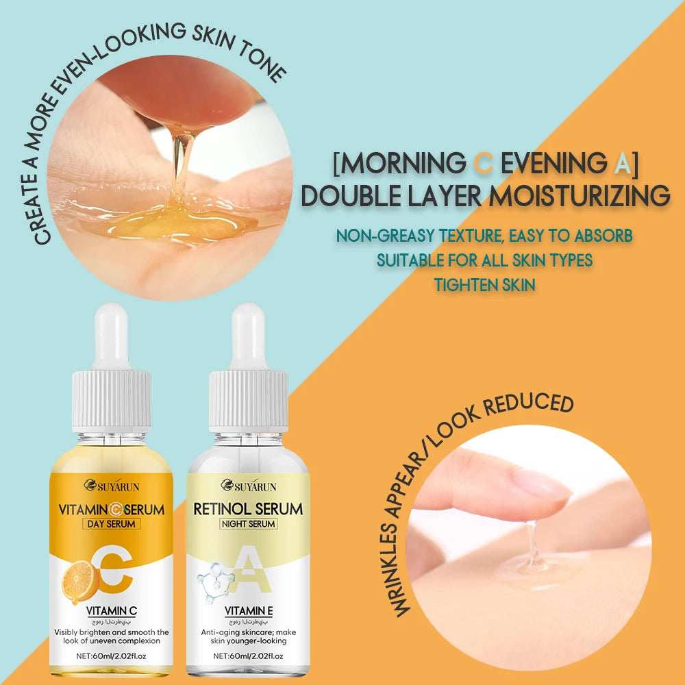Vitamin C Face Essence and Retinol Face Essence two packs prevent rough improve dry lift and firm skin. Oasis Select