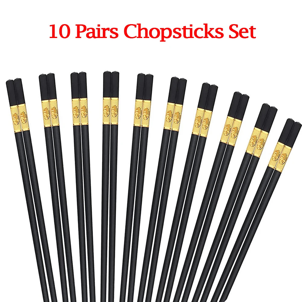 10-Pair Reusable Alloy Chopsticks – Japanese & Korean Sushi Set Reusable Chopstick Set Oasis Select 10 Pairs China Mainland