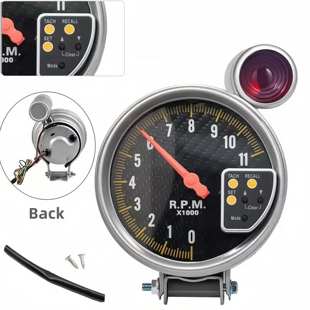 Tachometer with 5 Inch Screen and Shift Light Feature Designed for 12V Vehicles Including Sedans SUVs and Sports Cars Oasis Select