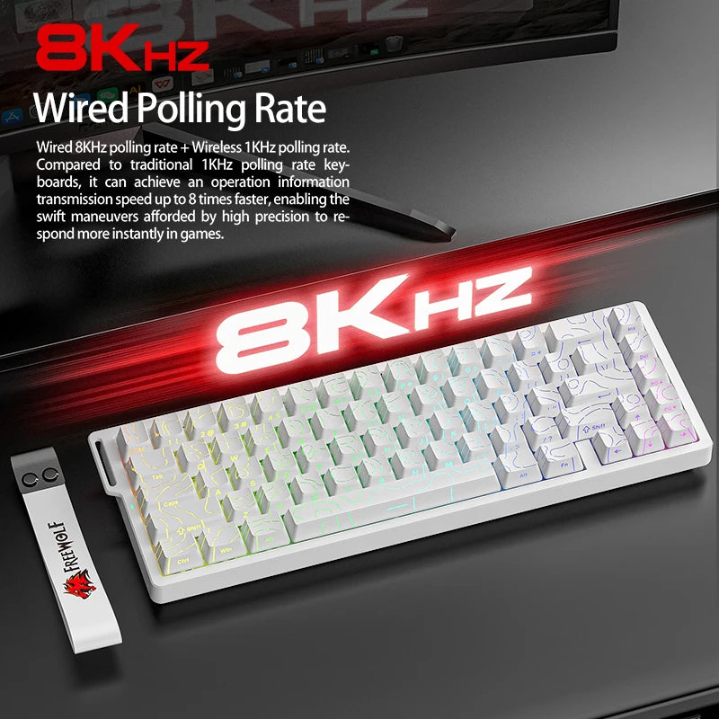 FREEWOLF F68 Magnetic Gaming Wired Keyboard Mechanical 0.01mm Rapid Trigg 8000Hz SOCD/RS 0.1ms 128K Rate for Pro Gaming Oasis Select