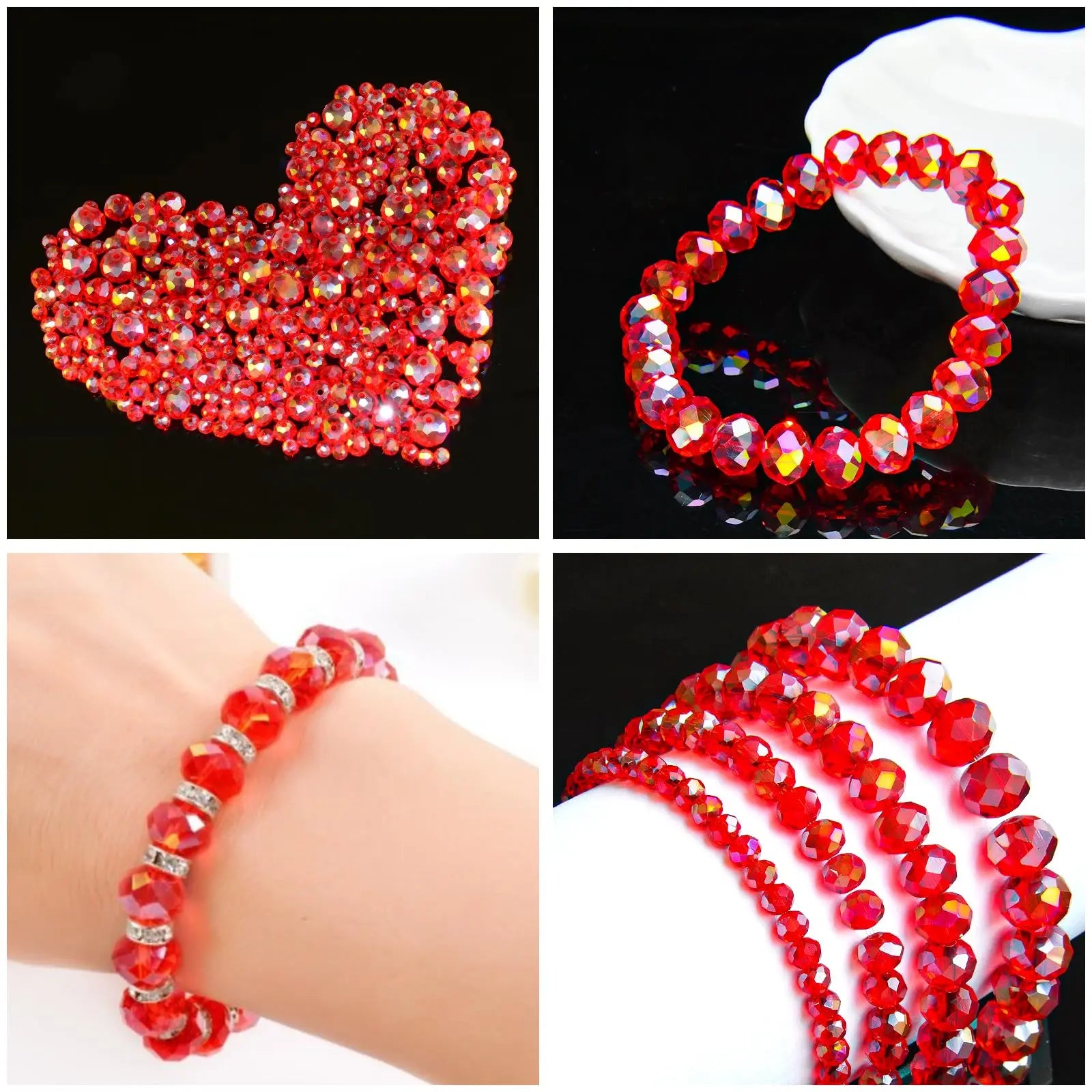 800Pcs 4/6/8/10mm Crystal Glass Beads for Jewelry Making Beads for Bracelets Necklace Pendants Making Supplies Oasis Select