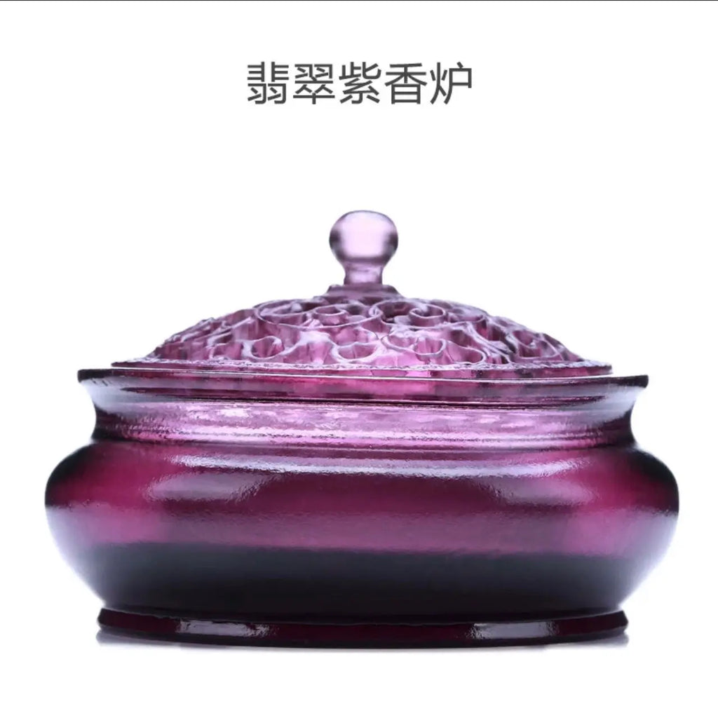 Ancient glass household aromatherapy furnace indoor tea ceremony incense for Buddhist Zen meaning glass incense seal furnace Oasis Select Emerald purple