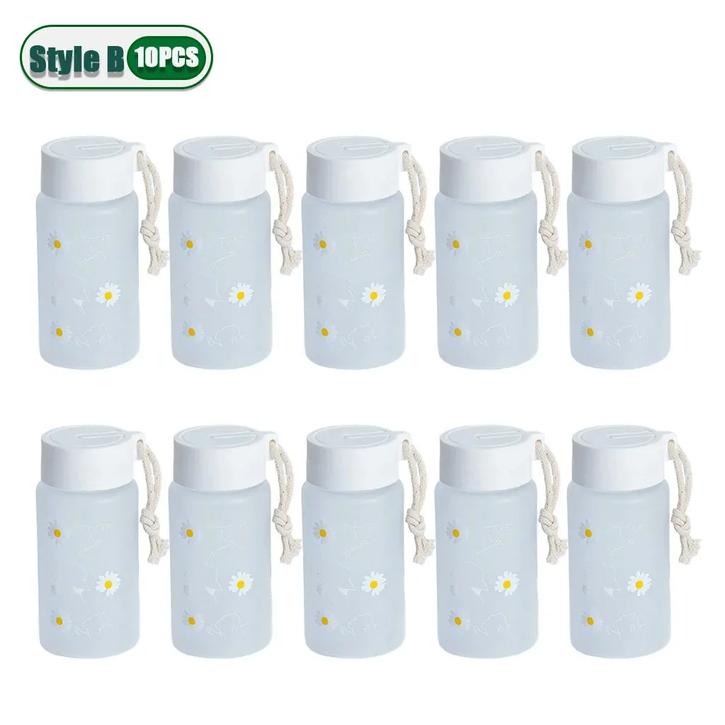 Small Daisy Frosted Plastic Mug Transparent Portable Travel Tea Cup BPA Free Cute Outdoor Girl Water Cup Children Water Bottle Oasis Select Style B-10PCS